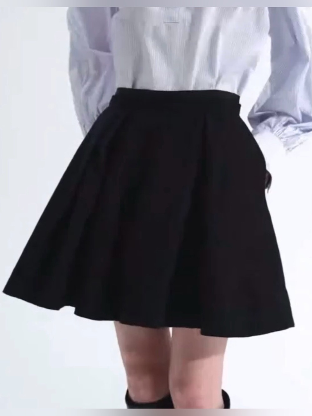 COS Black Pleated Mini Skirt 6 Deconstructed Raw Edge A-Line Dark Academia